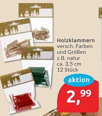 Holzklammern versch. Farben und Größen 12 Stück