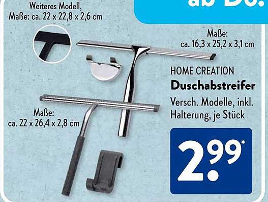 HOME CREATION Duschabzieher - Verschiedene Modelle, inkl. Halterung, je Stück