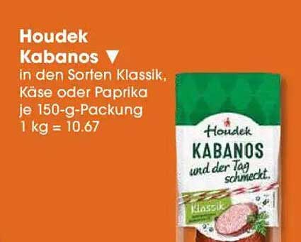 Houdek Kabanos in den Sorten Klassik, Käse oder Paprika, 150-g-Packung