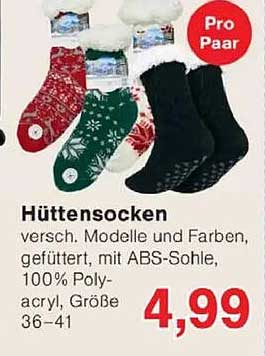 Hüttensocken - versch. Modelle und Farben, gefüttert mit ABS-Sohle