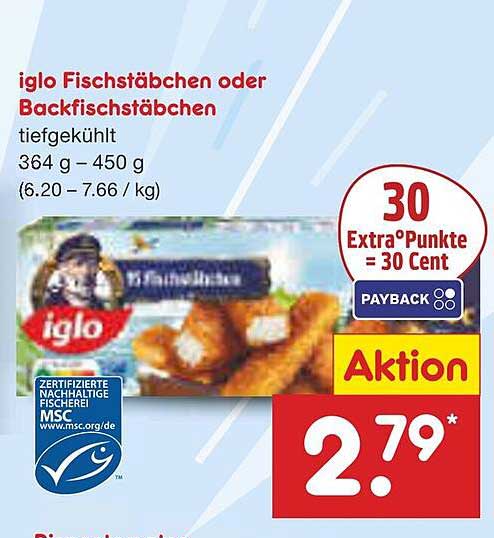 iglo Fischstäbchen oder Backfischstäbchen tiefgefroren 364 g - 450 g