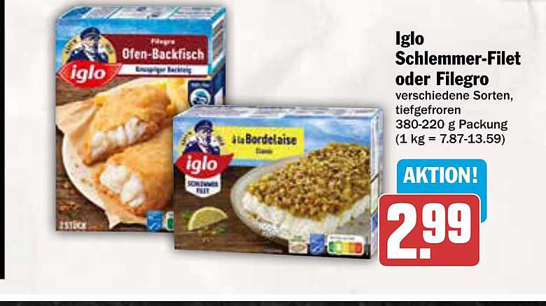 Iglo Schlemmer-Filet oder Filegro, verschiedene Sorten, tiefgefroren