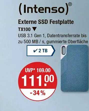Intenso Externe SSD Festplatte TX100 – 2 TB