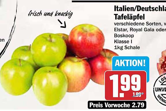 Italien/Deutschland Tafeläpfel - 1 kg Schale