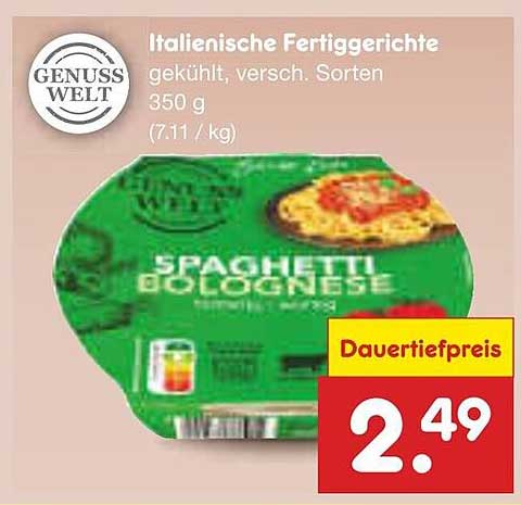 Italienische Fertiggerichte, Spaghetti Bolognese, 350 g