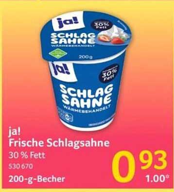 ja! Frische Schlagsahne 30 % Fett 200 g