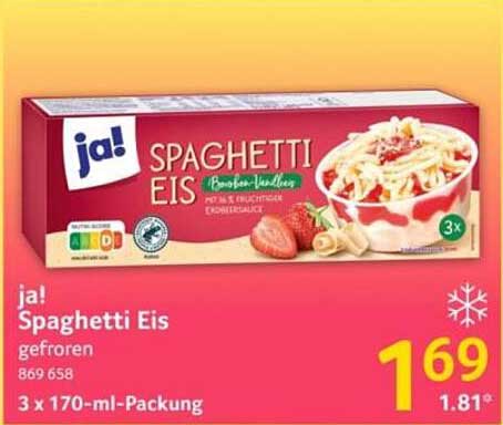ja! Spaghetti Eis 3 x 170-ml-Packung - gefroren