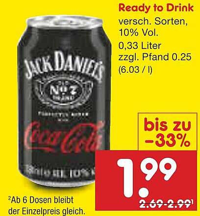 Jack Daniel's Ready to Drink - Verschiedene Sorten