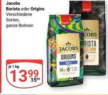 Jacobs Barista oder Origins - Verschiedene Sorten, ganze Bohnen