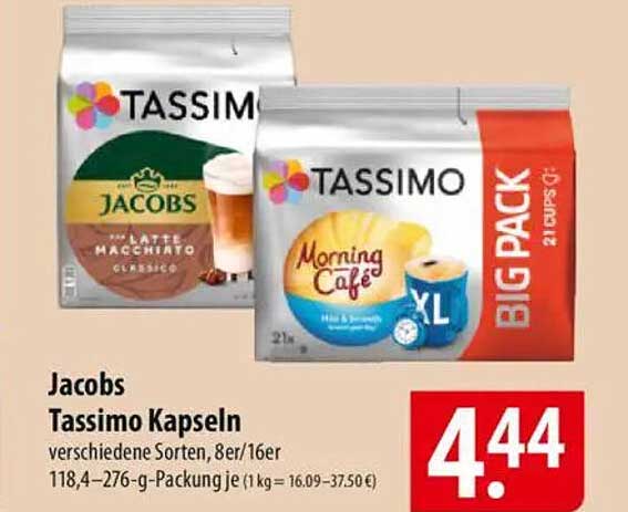 Jacobs Tassimo Kapseln, verschiedene Sorten, 8er/16er