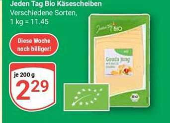 Jeden Tag Bio Käse scheiben, 200 g für nur 2,29 €