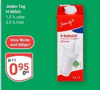Jeden Tag H-Milch 1,5 % oder 3,5 % Fett