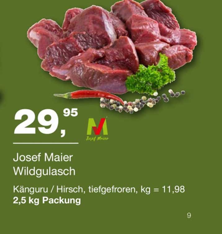 Josef Maier Wildgulasch - Känguru / Hirsch, tiefgefroren, 2,5 kg Packung