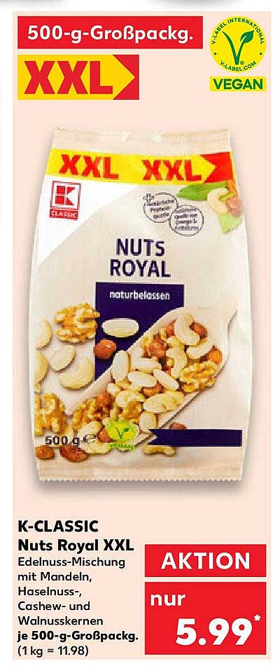 K-CLASSIC Nuts Royal XXL - Edelnuss-Mischung 500 g