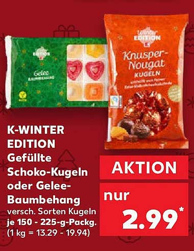 K-WINTER EDITION Gefüllte Schoko-Kugeln oder Gelee-Baumbewang