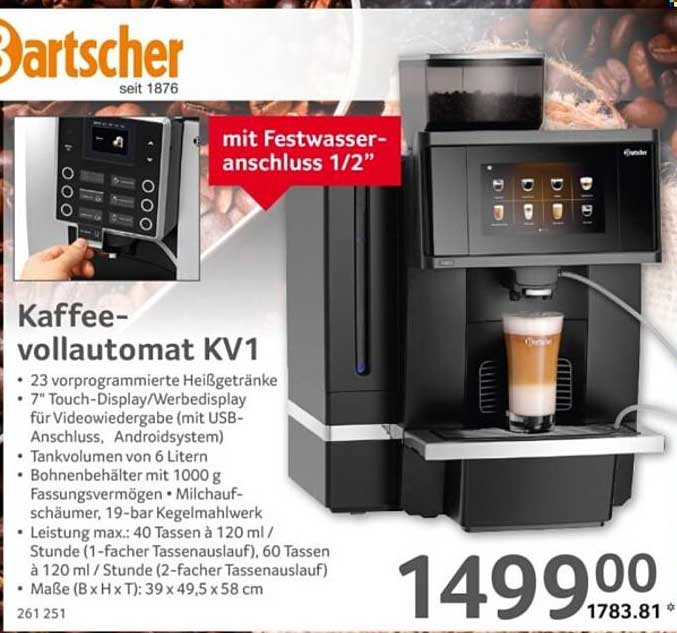 Kaffeevollautomat KV1 von Bartscher