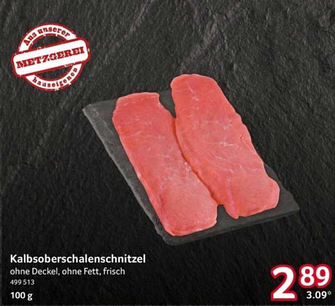 Kalbsoberschalenschnitzel ohne Deckel, ohne Fett, frisch