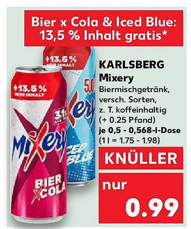 Karlsberg Mixery Bier x Cola & Iced Blue: 13,5 % Inhalt gratis*
