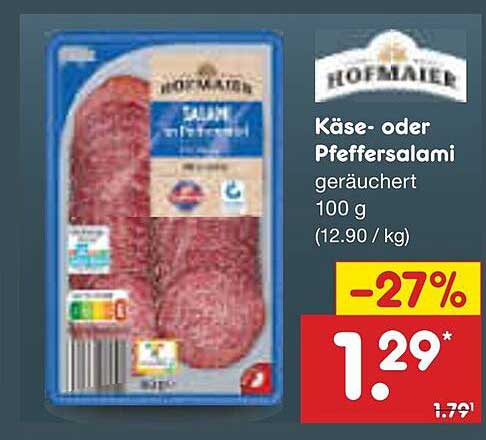 Käse- oder Pfeffersalami geräuchert 100 g