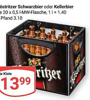 Kasten Köstritzer Schwarzbier oder Kellerbier, 20 x 0,5 l