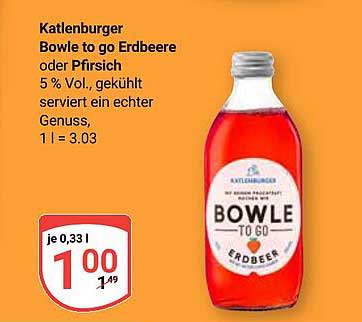 Katlenburger Bowle to go Erdbeere oder Pfirsich