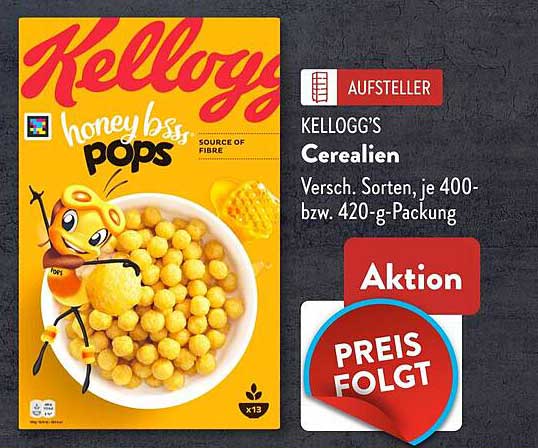 Kellogg's Cerialien - Honey Bss Pops, 400-bzw. 420-g-Packung