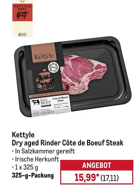 Kettlye Dry Aged Rinder Côte de Boeuf Steak 325 g