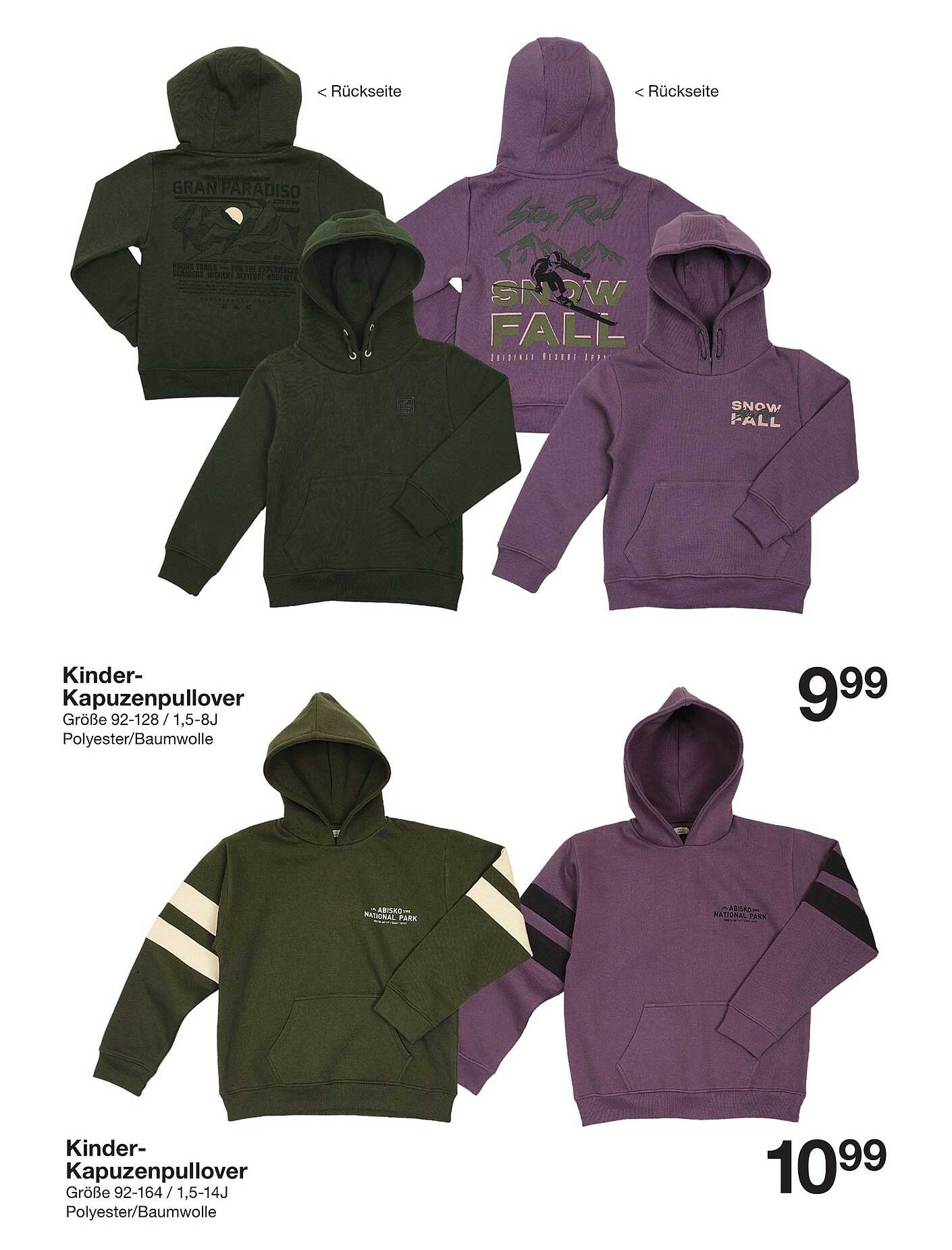 Kinder-Kapuzenpullover in verschiedenen Designs
