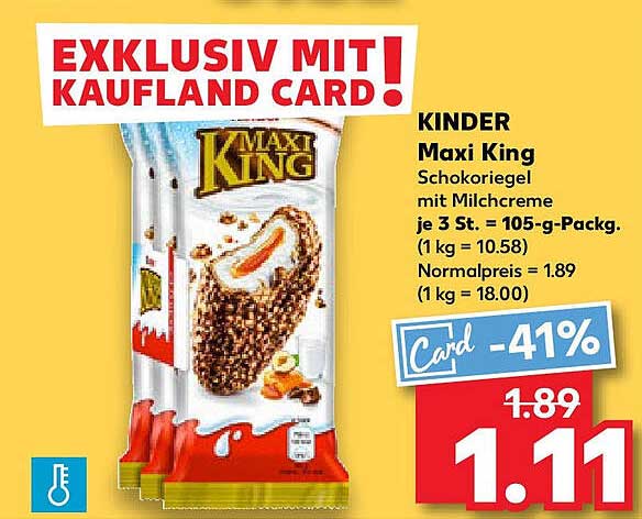 KINDER Maxi King Schokoriegel mit Milchcreme (3er Pack)