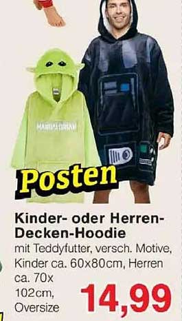 Kinder- oder Herren-Decken-Hoodie mit verschiedenen Motiven