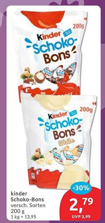 kinder Schoko-Bons versch. Sorten 200 g