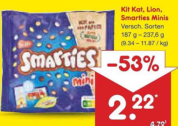 Kit Kat, Lion, Smarties Minis - Verschiedene Sorten