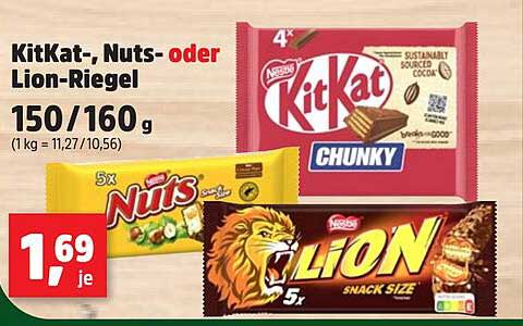 KitKat-, Nuts- oder Lion-Riegel 150/160 g