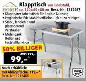 Klapptisch aus Edelstahl