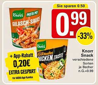 Knorr Snack - Gulasch-Sauce und Asia Noodles Chicken Taste je Becher