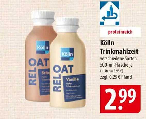 Kölln Trinkmahlzeit verschiedene Sorten 500-ml-Flasche je