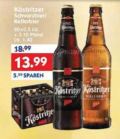 Köstritzer Schwarzbier/Kellerbier 20 x 0.5 Ltr.