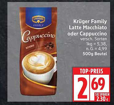 Krüger Family Latte Macchiato oder Cappuccino 500g Beutel