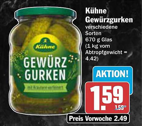 Kühne Gewürzgurken verschiedene Sorten 670 g Glas