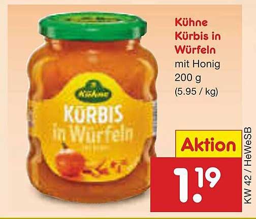 Kühne Kürbis in Würfeln mit Honig 200 g
