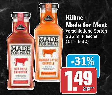 Kühne Made for Meat verschiedene Sorten 235 ml Flasche