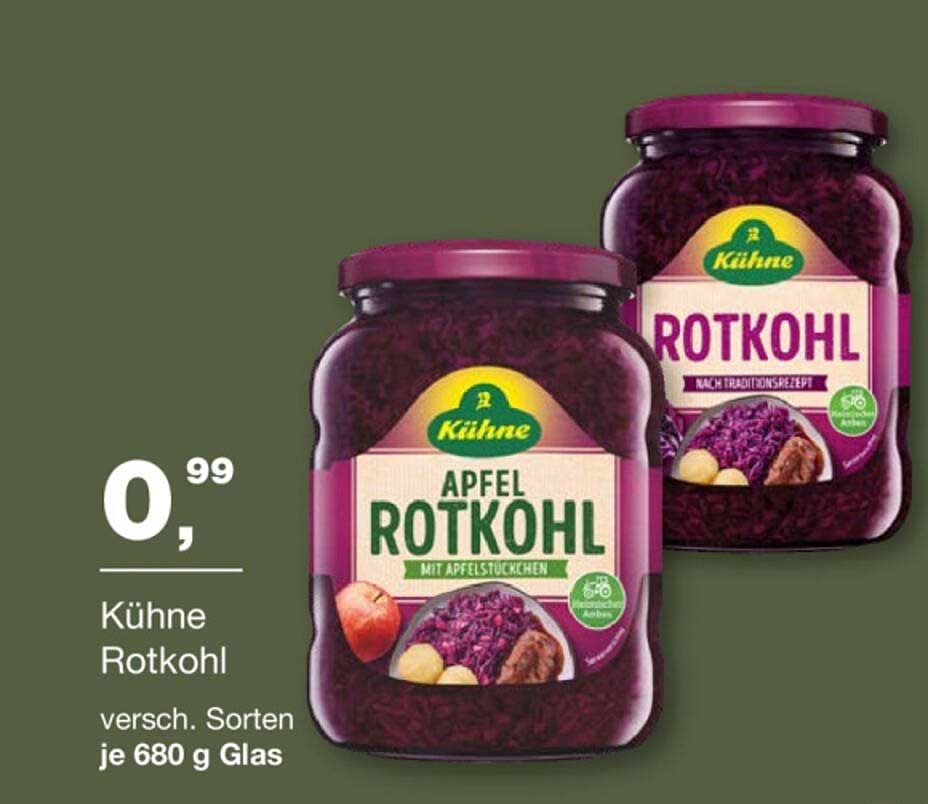 Kühne Rotkohl und Apfel-Rotkohl je 680 g Glas