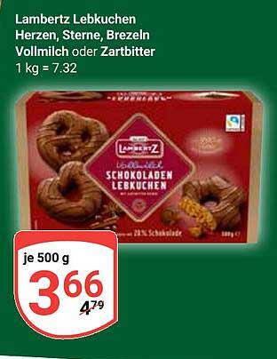 Lambertz Lebkuchen Herzen, Sterne, Brezeln Vollmilch oder Zartbitter