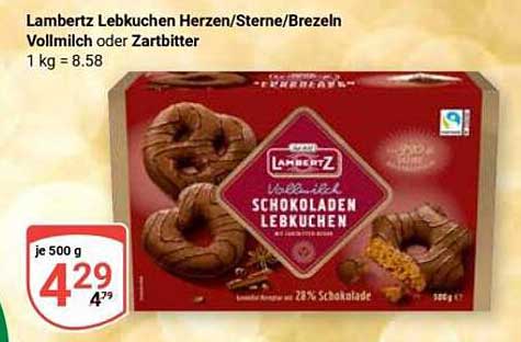 Lambertz Lebkuchen Herzen/Sterne/Brezeln Vollmilch oder Zartbitter
