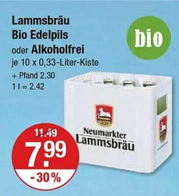 Lammsbräu Bio Edelpils oder Alkoholfrei 10 x 0,33-Liter-Kiste