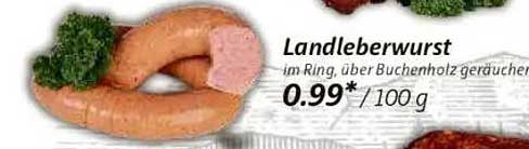 Landleberwurst im Ring, über Buchenholz geräuchert