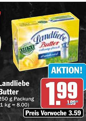 Landliebe Butter 250 g - jetzt nur 1,99 €!