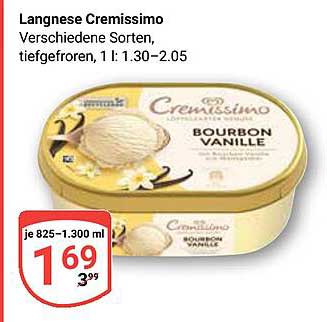 Langnese Cremissimo Bourbon Vanille, verschiedene Sorten, tiefgefroren (1 l)