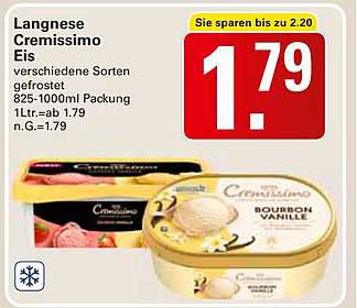 Langnese Cremissimo Eis verschiedene Sorten gefroren 825-1000ml Packung