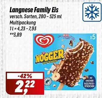 Langnese Family Eis, verschiedene Sorten, 280 – 525 ml Multipack